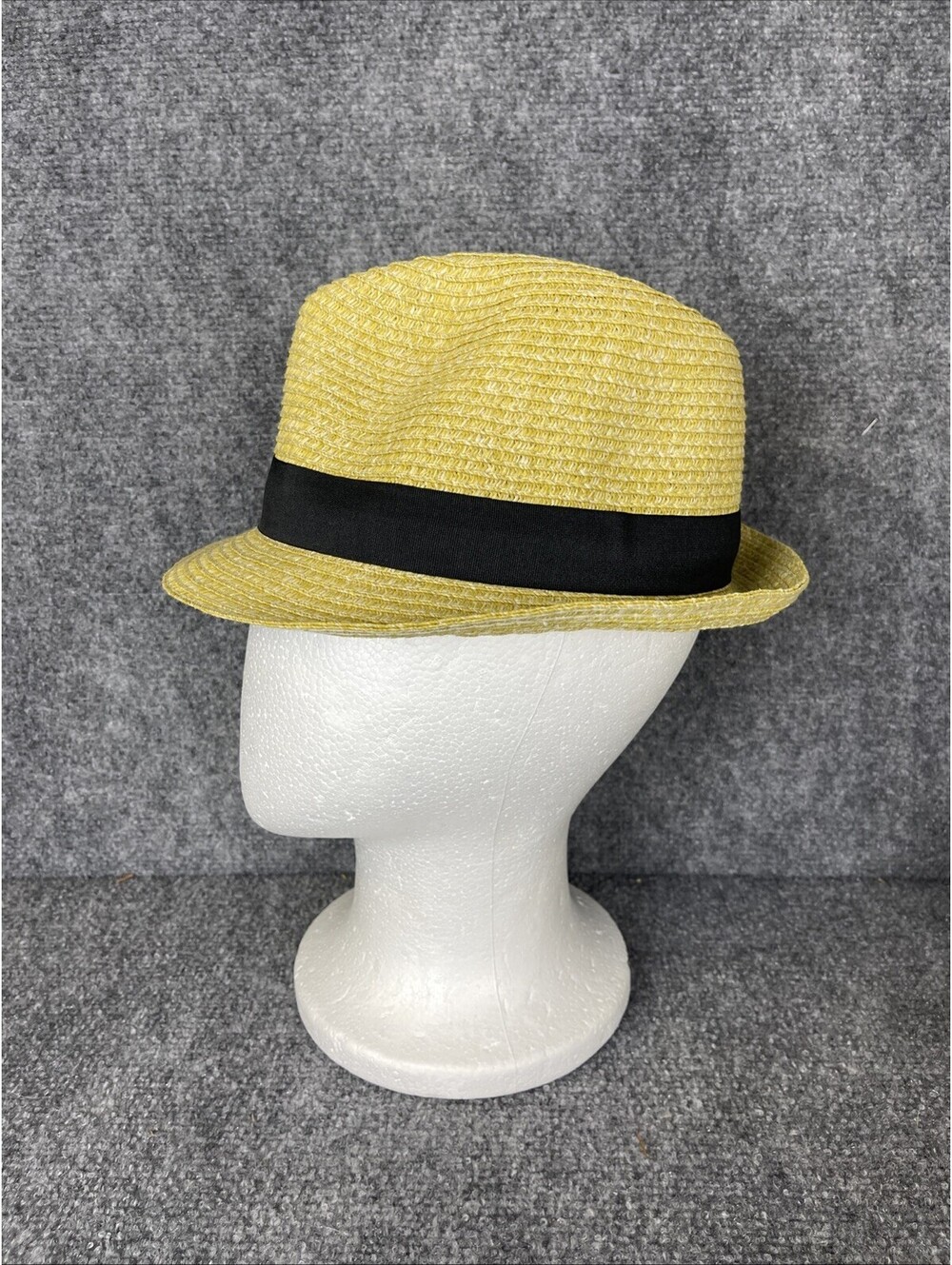 Yellow Gold Men’s Woven Fedora Hat With Black Band One Size